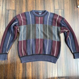 VTG Y2K GANT Premium Cotton Grandpa Core Sweater Men's Plaid LARGE Pullover